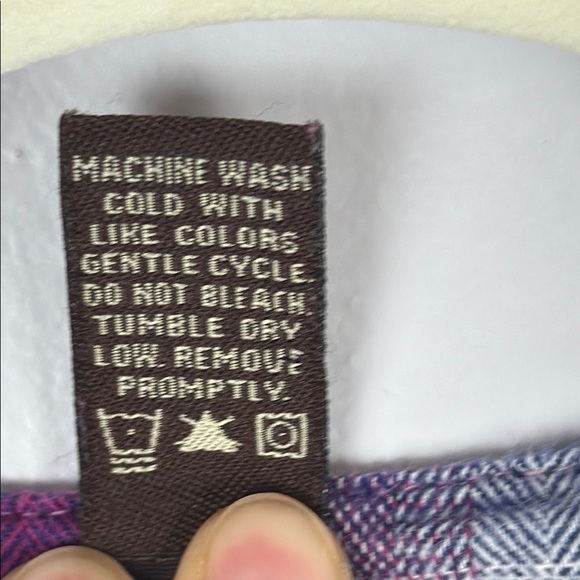 Bit & Bridle Pink and Blue Plaid Tie Front Blouse Size XL - Picture 4 of 10